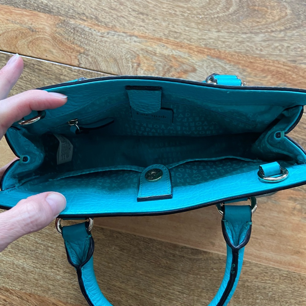 kate spade Turquoise Blue Laser-Cut Leather Crossbody Satchel - Picture 3 of 10